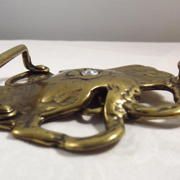 Ornate Floral Belt Buckle with Cut Outs and Rhinestones - Picture 3 of 8